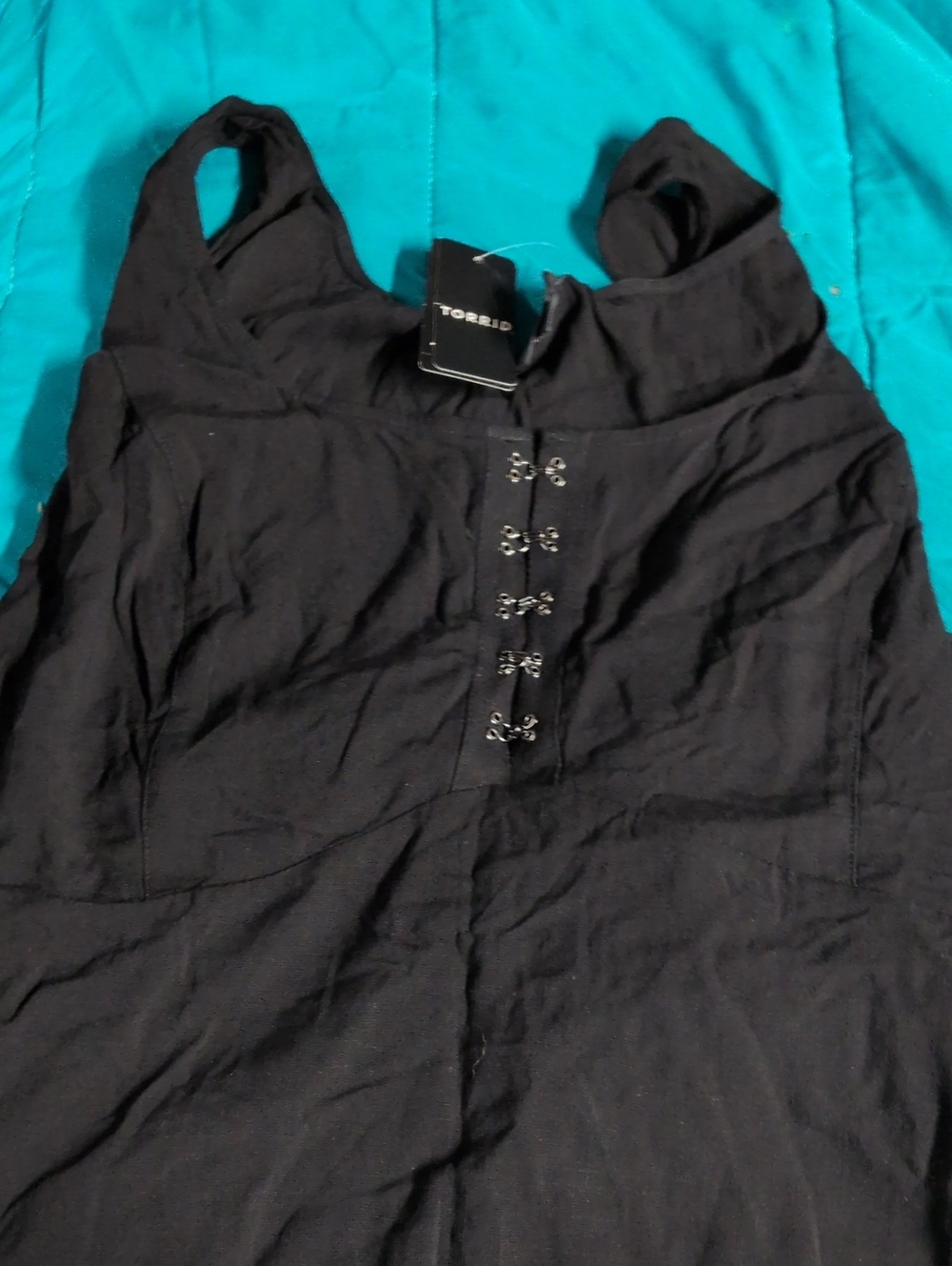 torrid Black Hook-Front Square Neck Tank